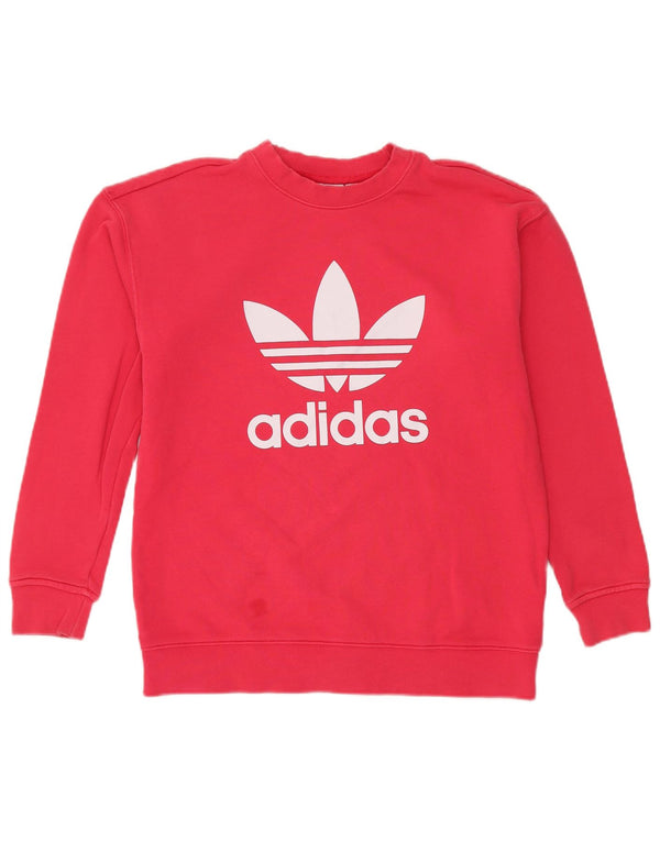 Adidas feminino gráfico oversized moletom jumper reino unido 8 pequeno algodão vermelho