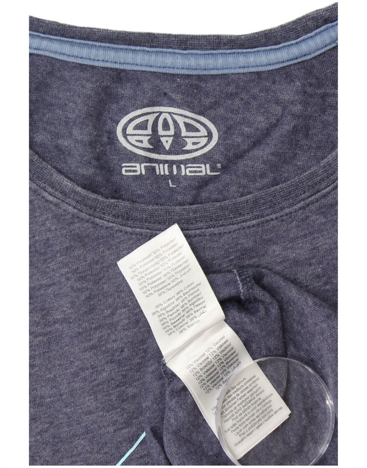 ANIMAL Camiseta masculina gráfica grande poliéster azul marinho