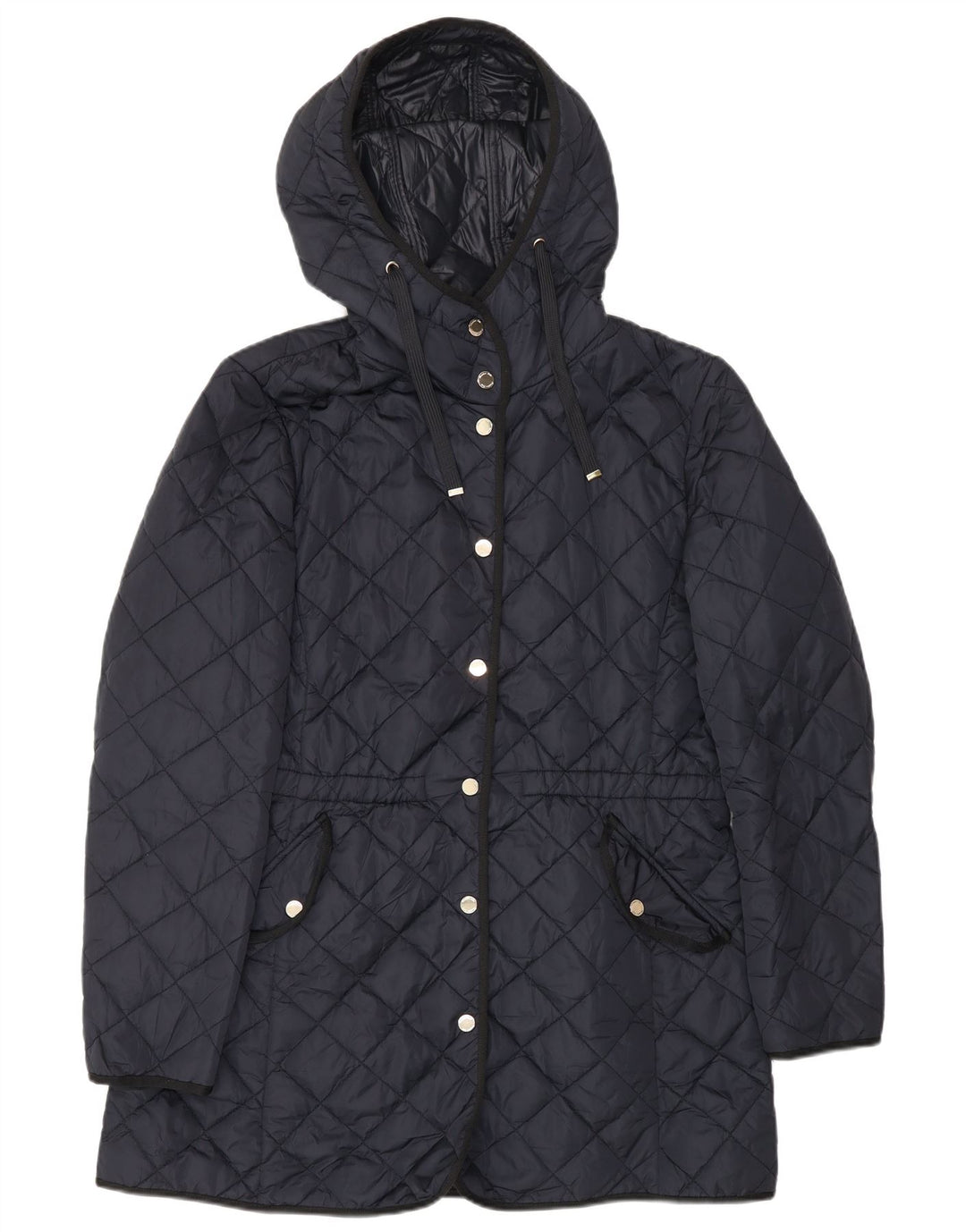 Casaco acolchoado com capuz feminino Massimo Dutti UK 18 XL azul marinho