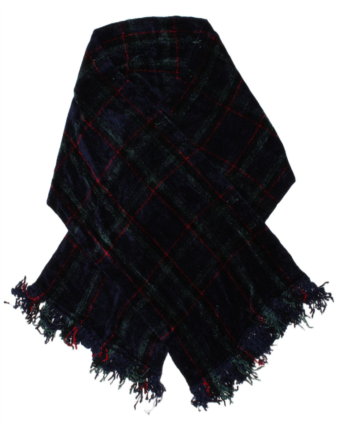 Lenço retangular feminino VINTAGE tamanho único azul marinho xadrez viscose clássico