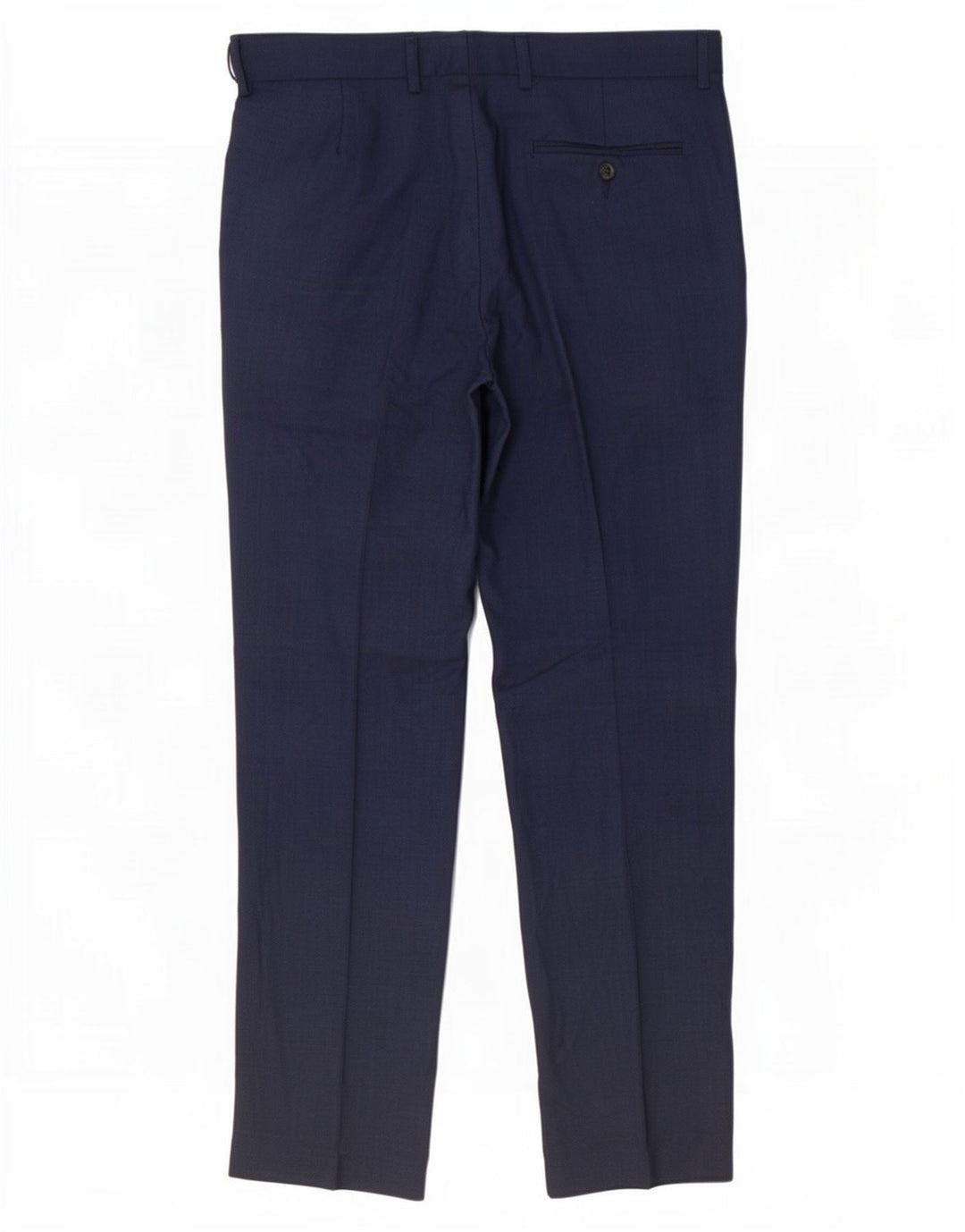 Calça masculina de ajuste regular Marks & Spencer W34 L31 azul marinho poliéster