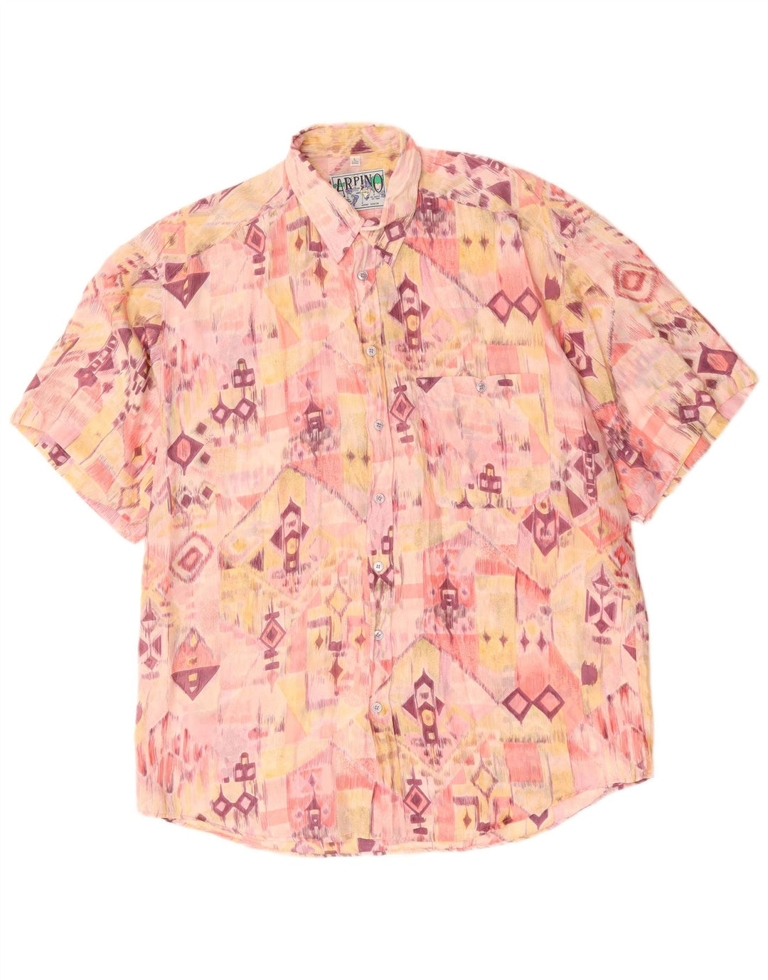 Camisa masculina de manga curta ARPINO tamanho 41/42 grande rosa geométrica