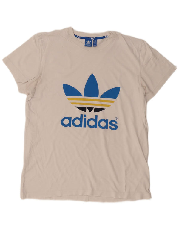 ADIDAS Mens Graphic T-Shirt Top Grande Algodão Branco