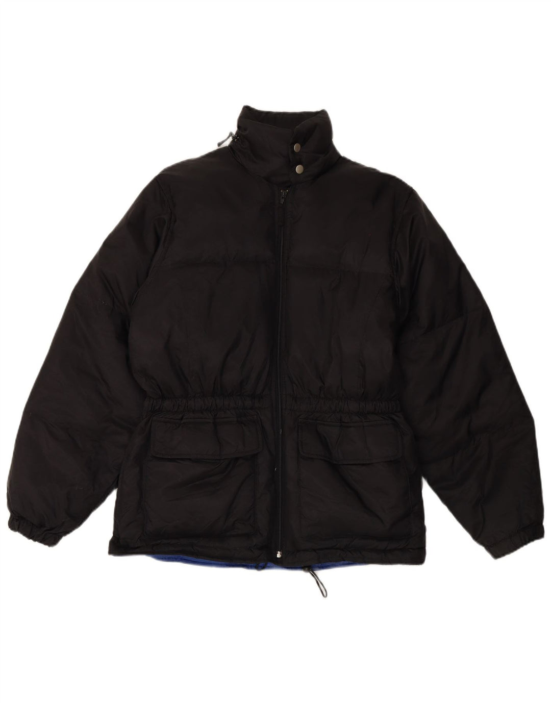 Jaqueta acolchoada masculina vintage UK 38 poliéster preto médio