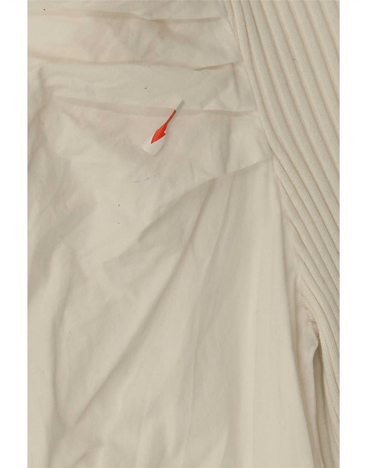 Zara blusa feminina cropped manga comprida top Reino Unido 12 algodão branco médio