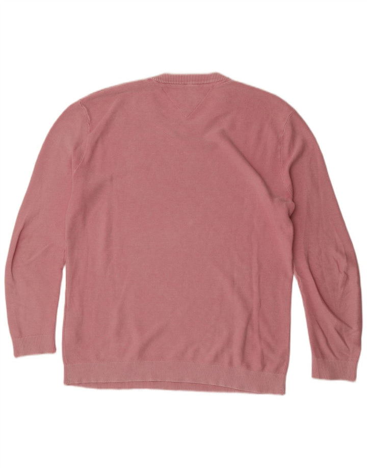 Suéter masculino Tommy Hilfiger com gola redonda grande rosa