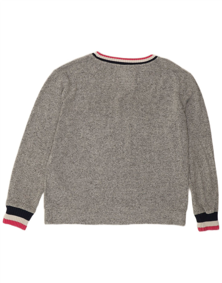 SUPERDRY moletom gráfico feminino jumper UK 12 viscose cinza médio