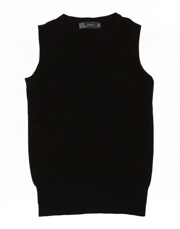 Zara Womens Vest Tank Top Reino Unido 8 Pequeno Rayon Preto