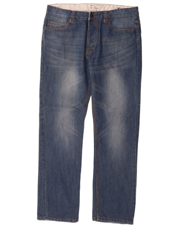 French Connection Masculino Regular Fit Jeans Reto W34 L32 Algodão Azul