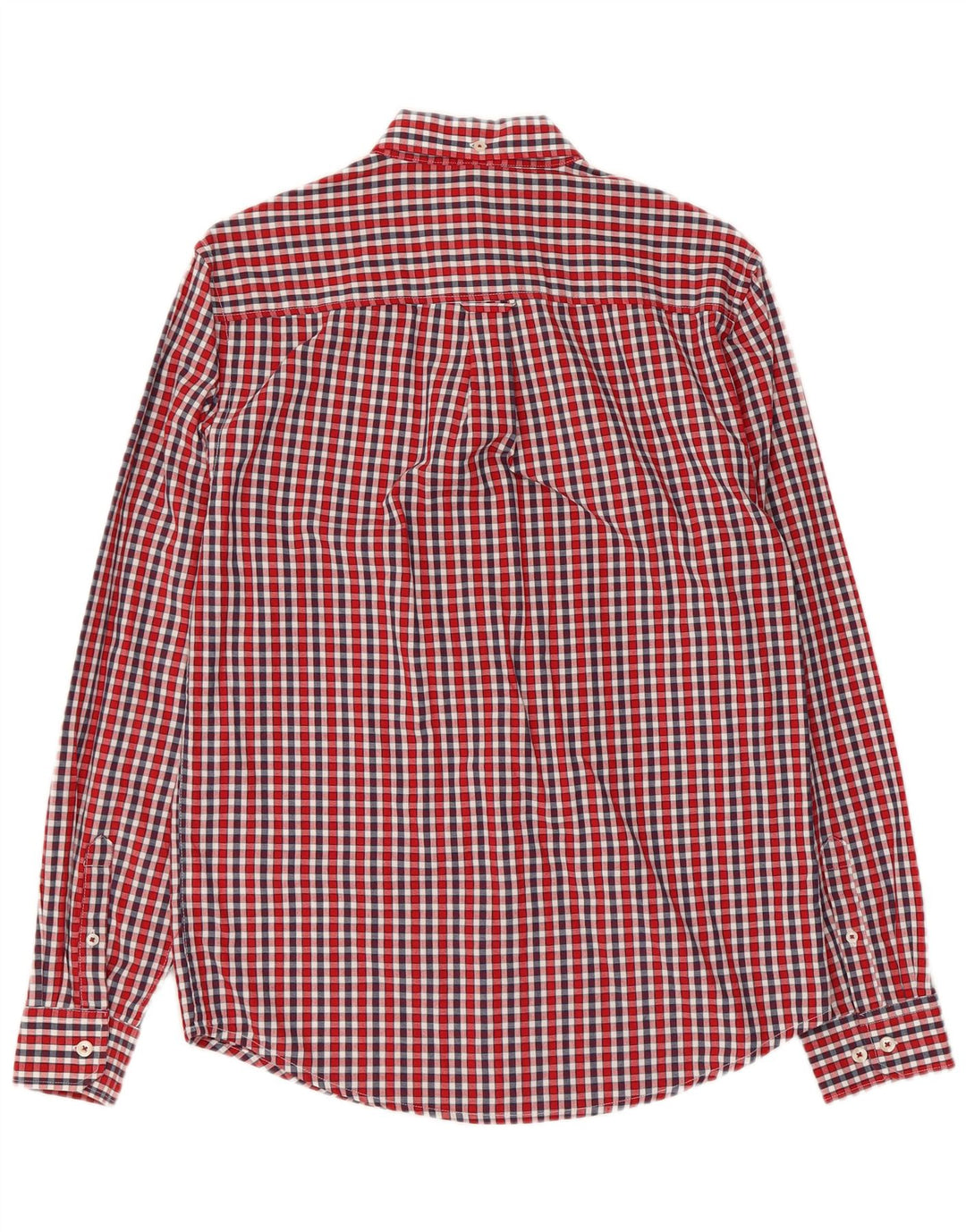 Camisa masculina Ben Sherman pequena xadrez vermelha de algodão