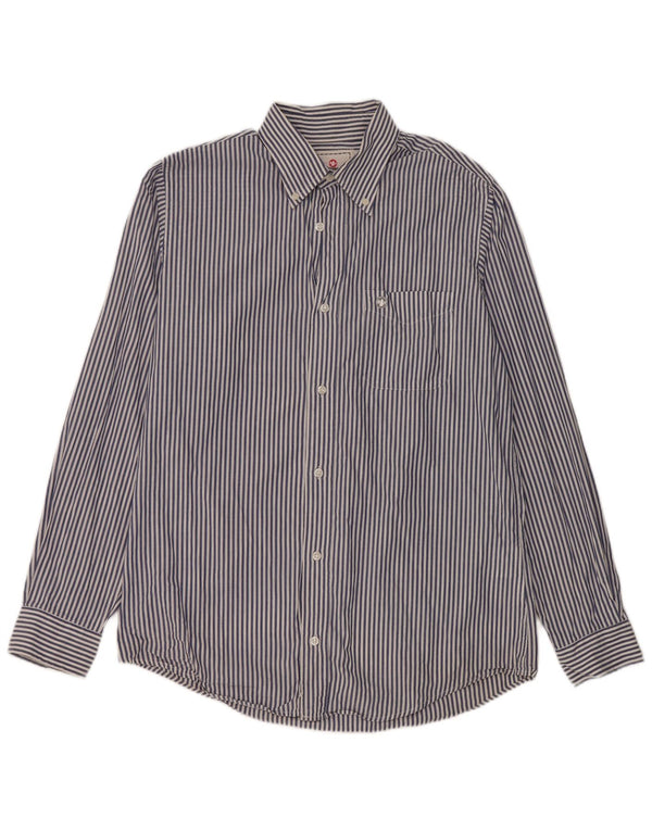 Murphy & Nye Camisa masculina slim fit grande algodão listrado azul