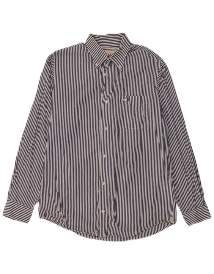 Murphy & Nye Camisa masculina slim fit grande algodão listrado azul