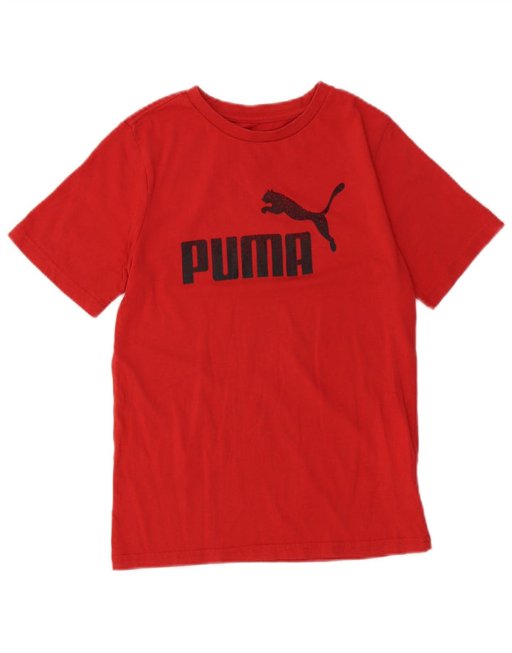 Camiseta PUMA Boys Graphic Top 10-11 Anos Médio Algodão Vermelho