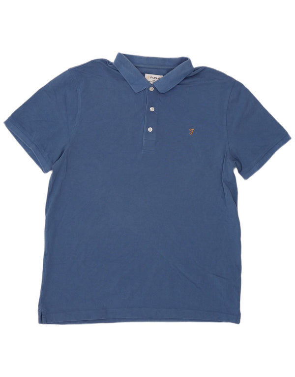 Camisa polo masculina Farah grande algodão azul