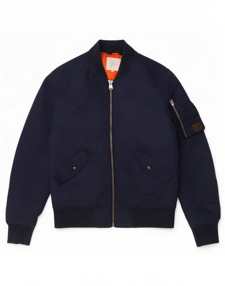 Jaqueta bomber acolchoada masculina Jack & Jones UK 36 pequena azul marinho nylon