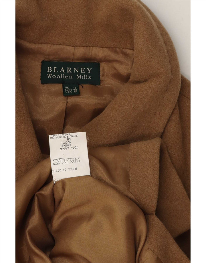 Sobretudo feminino Blarney Woolen Mills Reino Unido 16 grande lã bege