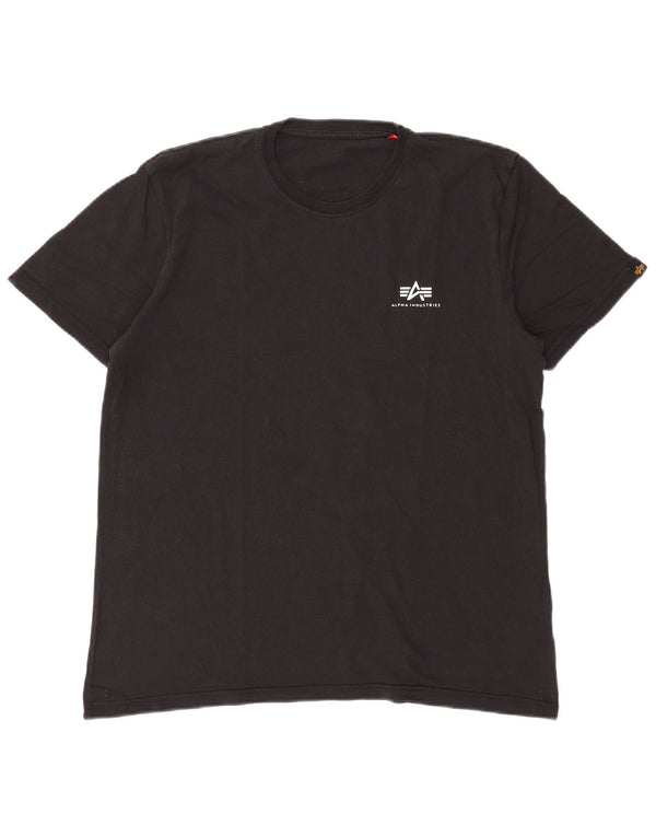 Camiseta masculina Alpha Industries Top médio algodão preto