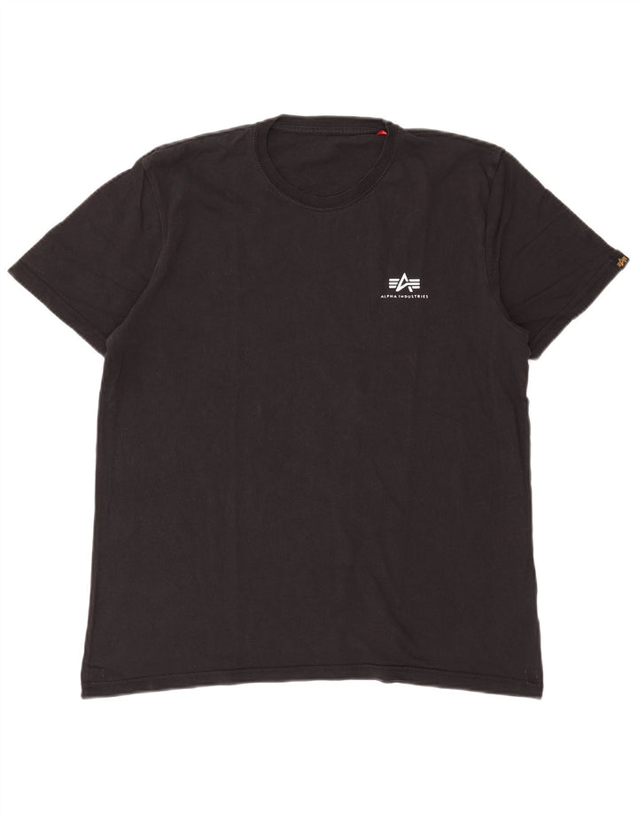 Camiseta masculina Alpha Industries Top médio algodão preto