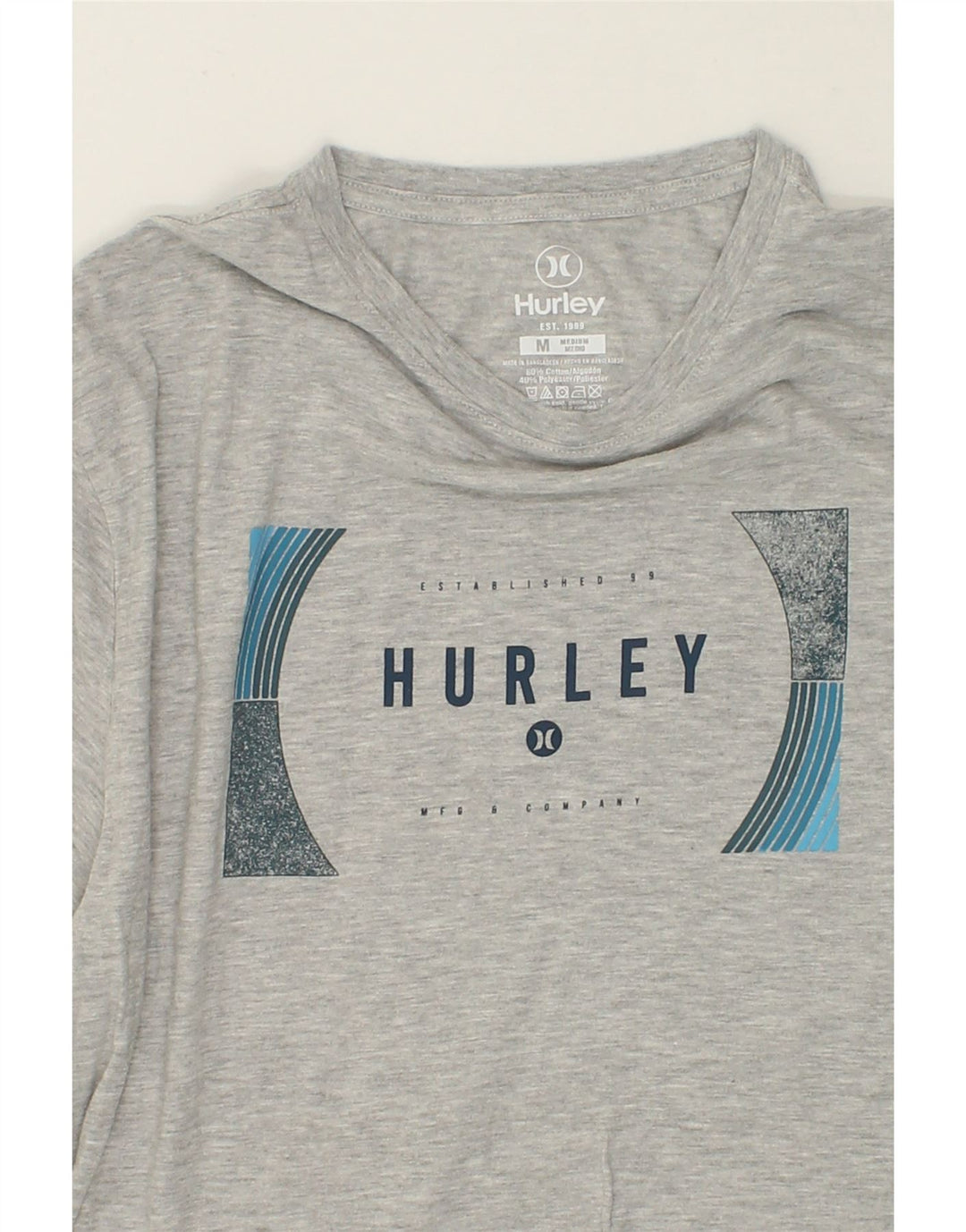 HURLEY Mens Graphic T-Shirt Top Medium Grey Cotton Vintage Hurley and Second-Hand Hurley from Messina Hembry 