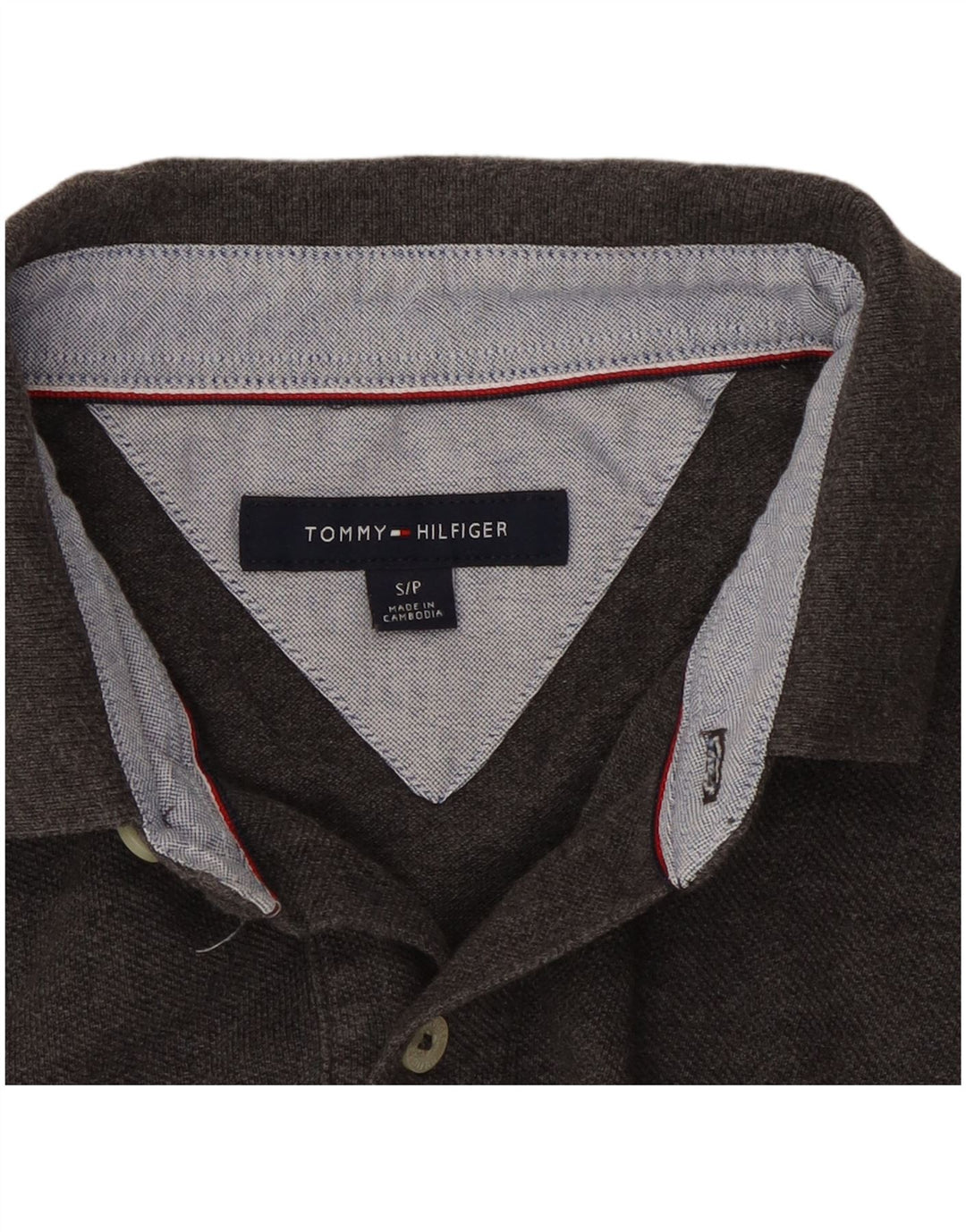 Camisa polo masculina Tommy Hilfiger pequena algodão cinza