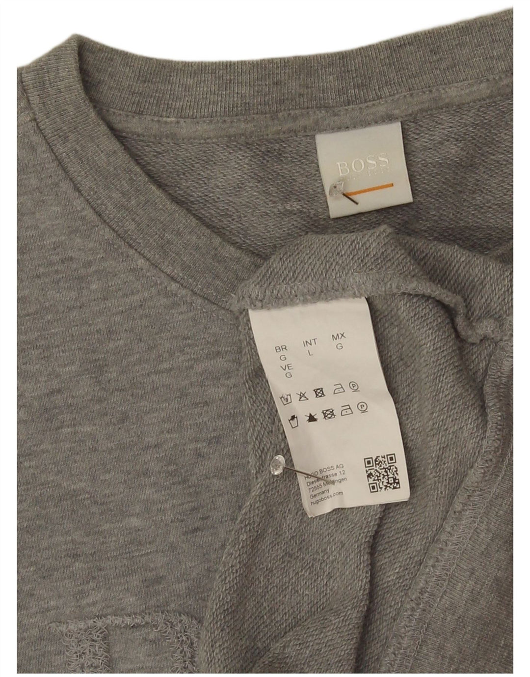 Hugo Boss moletom gráfico feminino jumper UK 16 grande algodão cinza