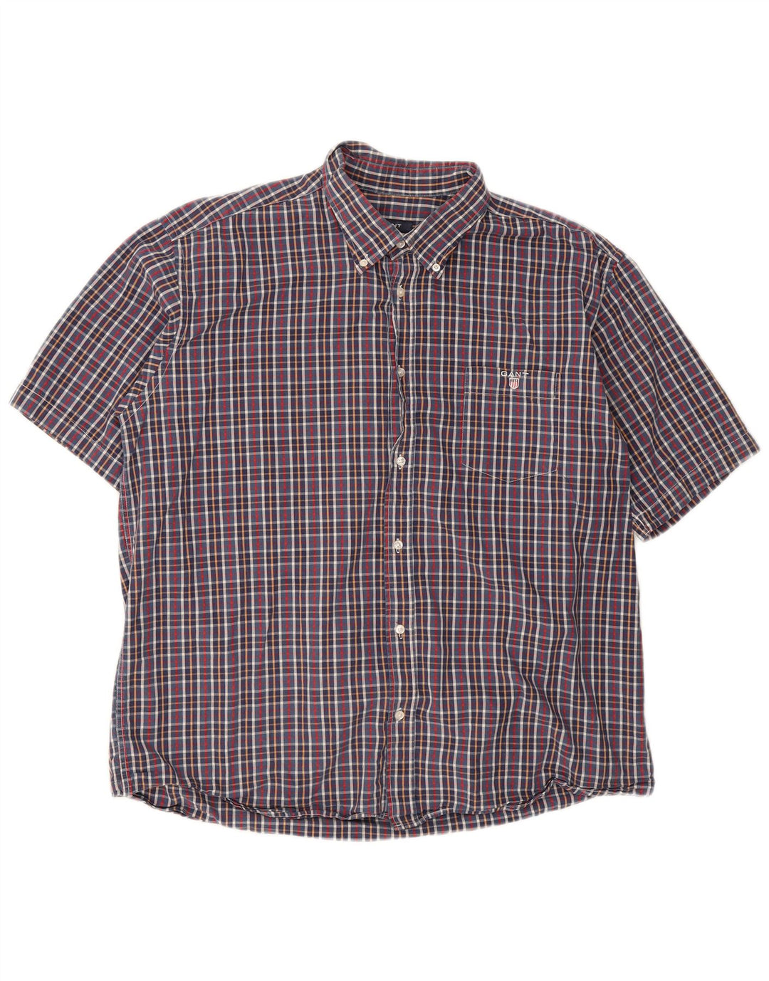 Gant Camisa masculina de manga curta regular fit 3XL xadrez azul