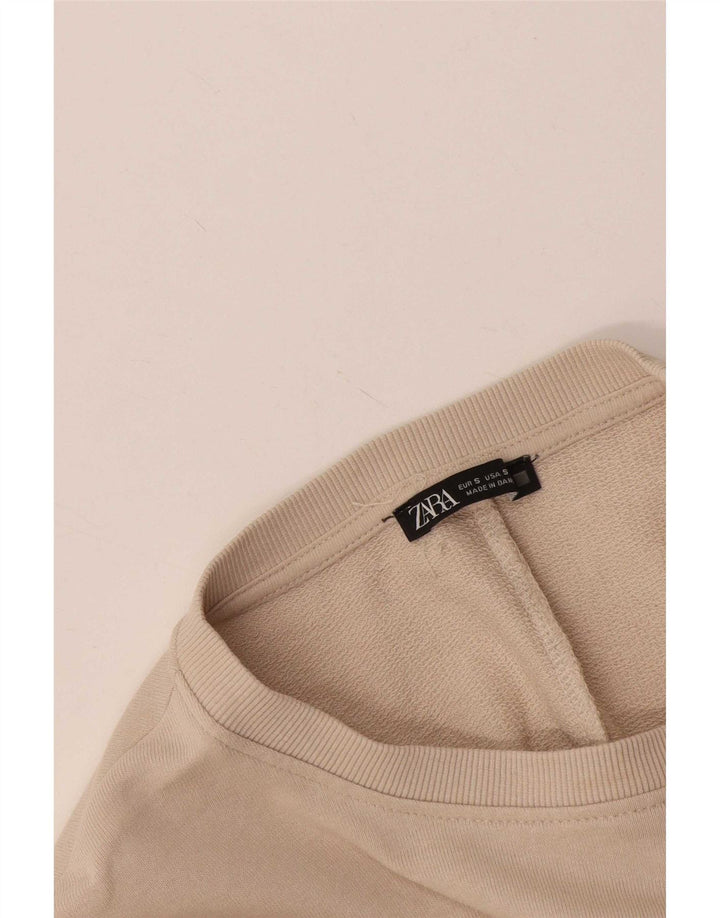 Zara Suéter feminino manga 3/4 Reino Unido 10 pequeno bege