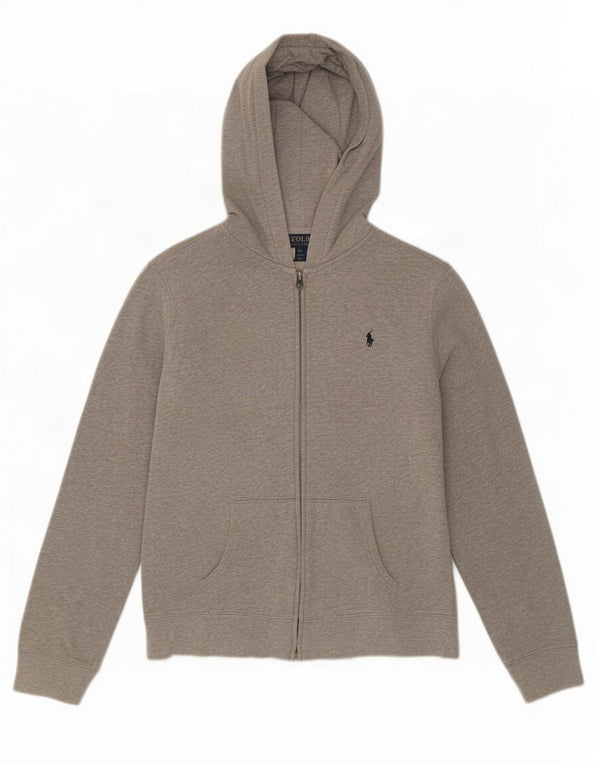 Polo Ralph Lauren Suéter masculino com capuz e zíper 15-16 anos XL cinza manchado