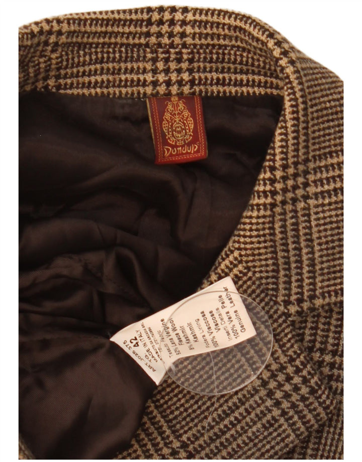Jaqueta blazer feminina Dondup de 6 botões IT 42 lã houndstooth marrom médio