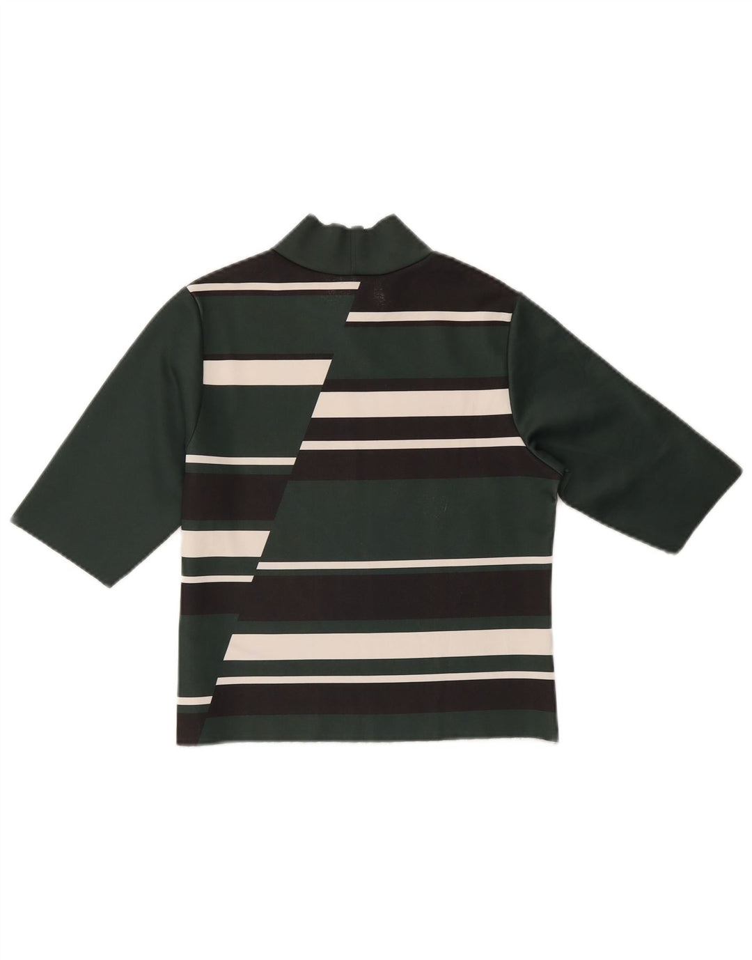 ZARA Top curto feminino manga 3/4 Reino Unido 12 bloco colorido verde médio