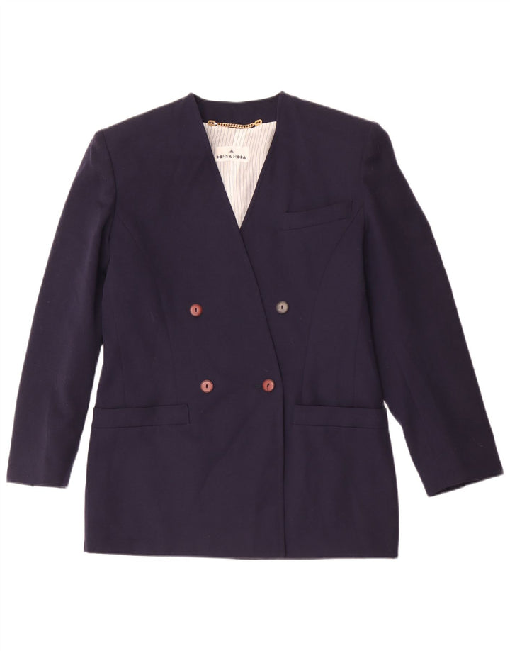 Jaqueta blazer feminina vintage com peito duplo IT 42 azul marinho médio