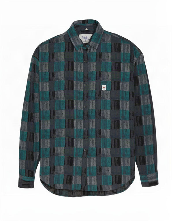 Camisa masculina Cooper Lee média azul xadrez viscose