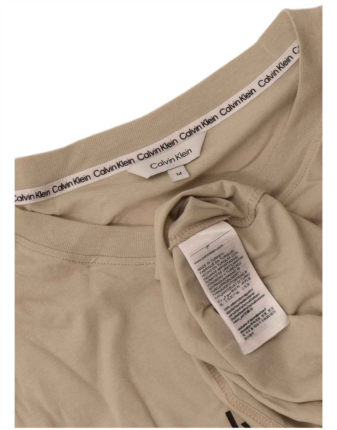 Camiseta masculina Calvin Klein com estampa gráfica de algodão bege médio