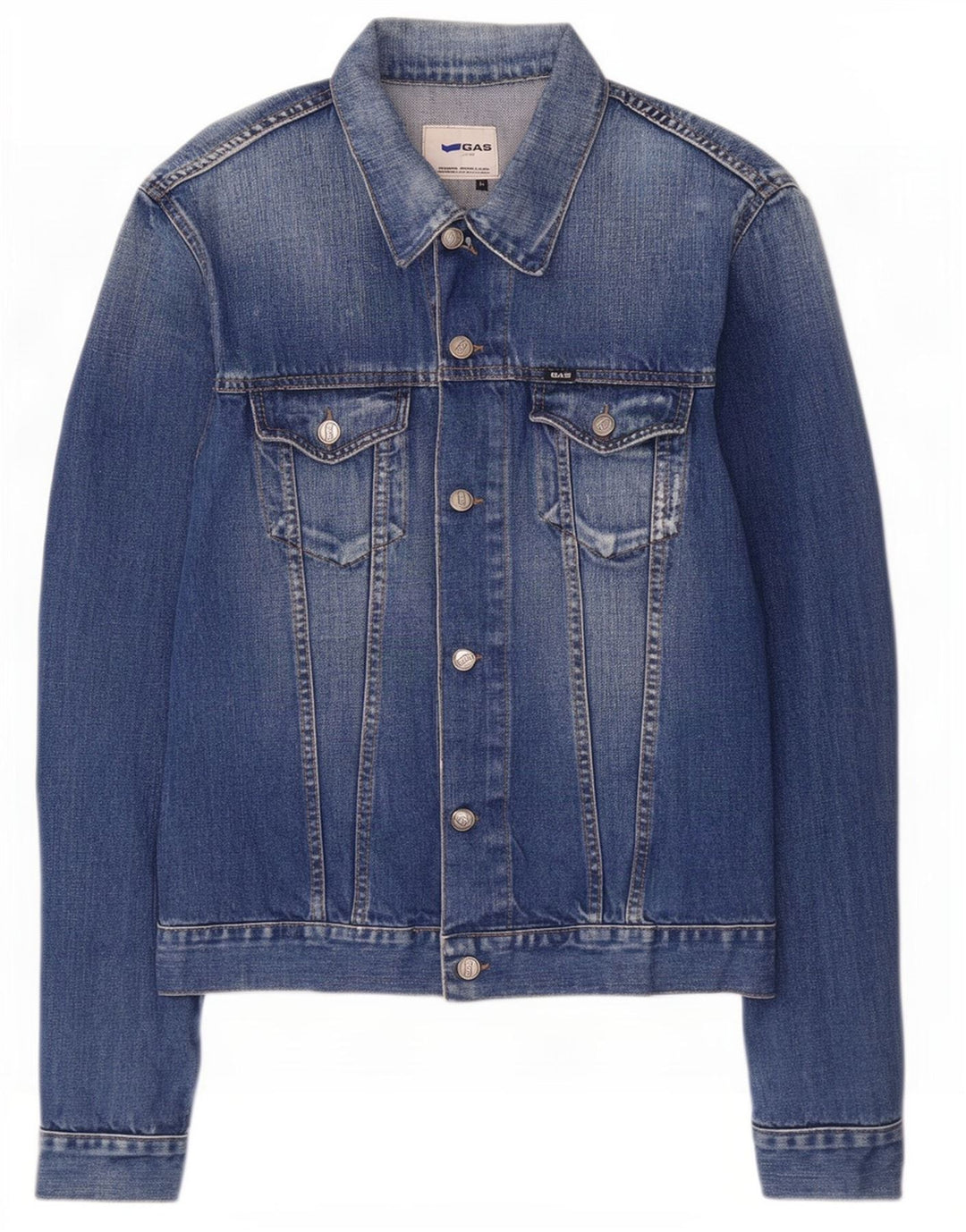 Jaqueta jeans masculina Gas UK 42 XL algodão azul