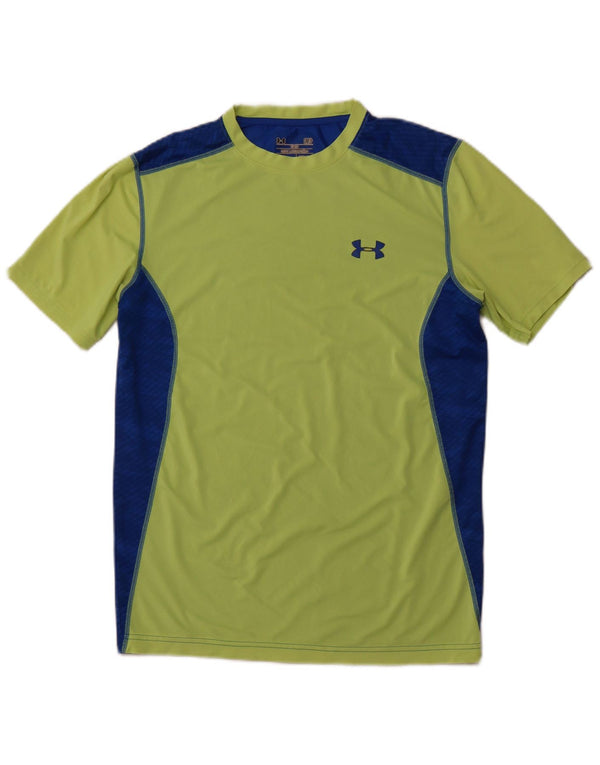 Camiseta masculina Under ARMOR Heat Gear Top pequeno bloco colorido verde