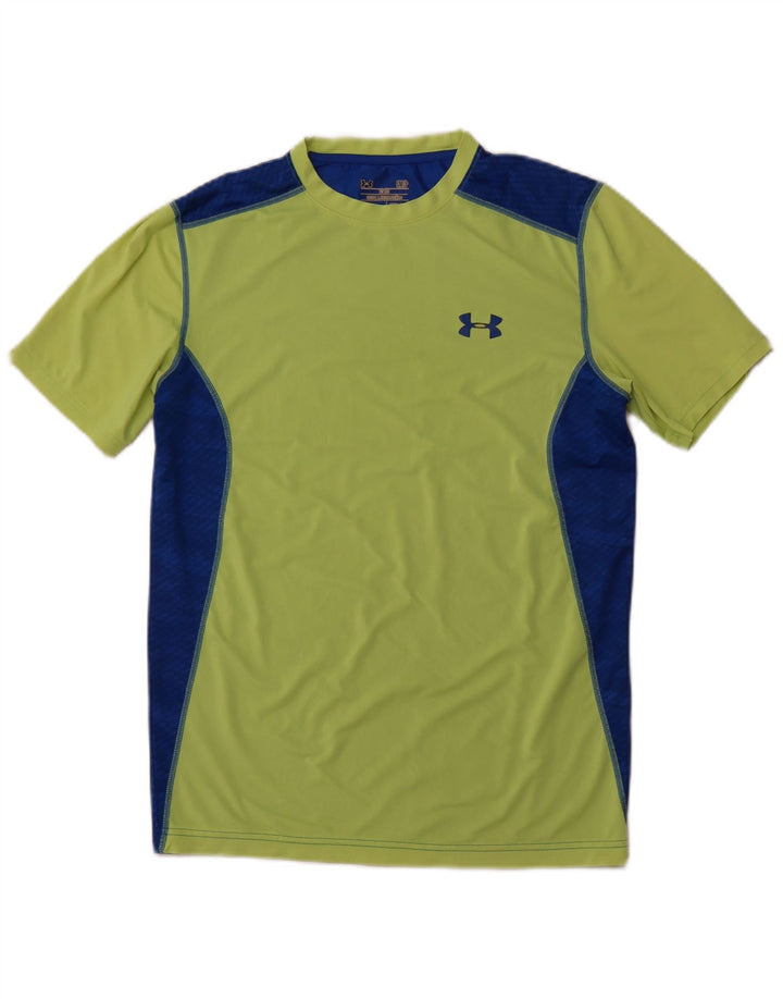 Camiseta masculina Under ARMOR Heat Gear Top pequeno bloco colorido verde