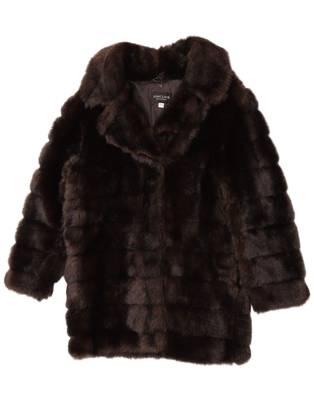 Sobretudo feminino Sinclair de pele sintética UE 38/40 modacril marrom médio