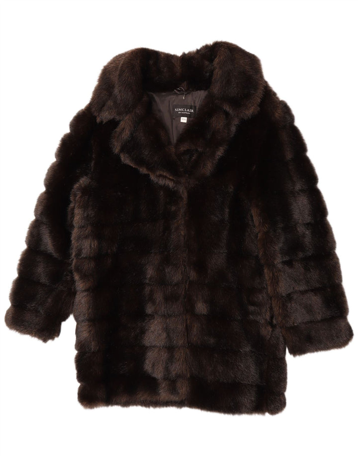 Sobretudo feminino Sinclair de pele sintética UE 38/40 modacril marrom médio