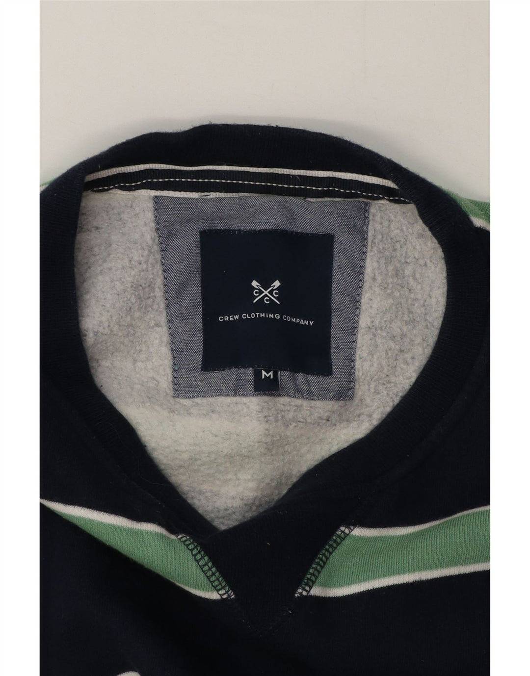 Crew Clothing Mens Moletom Jumper Médio Azul Marinho Listrado Algodão