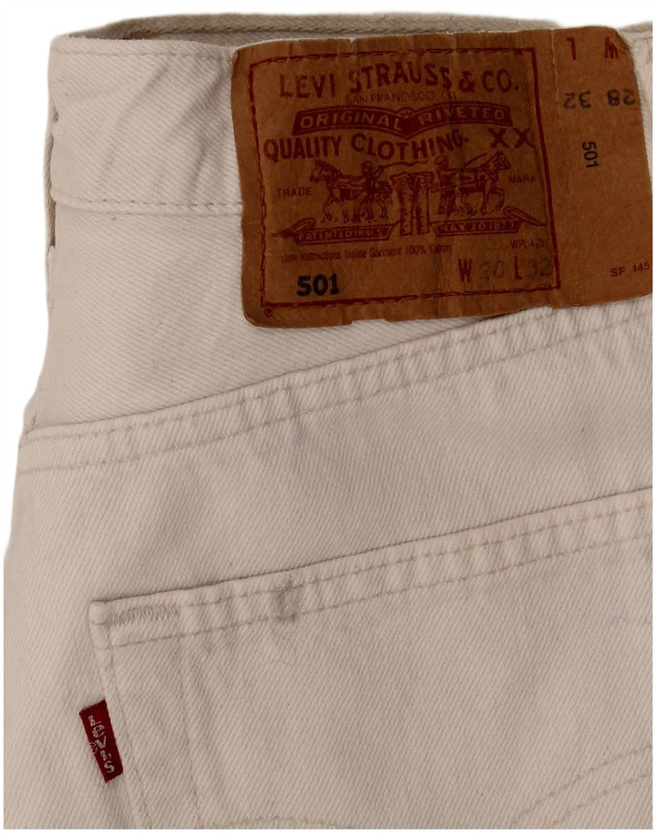Calça jeans feminina Levi's 501 Straight W28 L32 algodão branco