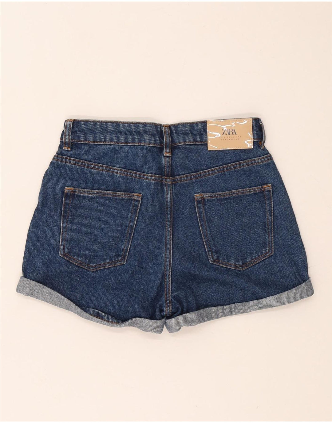 Shorts jeans feminino Zara EU 34 2XS W24 azul algodão