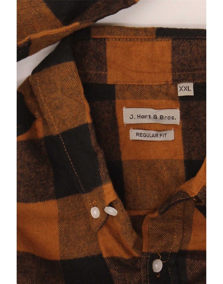 J. Hart & Bros Camisa masculina de flanela de ajuste regular 2XL marrom guingão