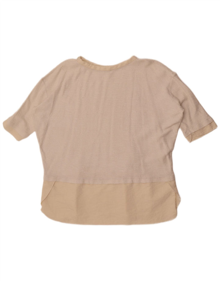 Zara Womens Oversized T-Shirt Top Reino Unido 16 Grande Branco