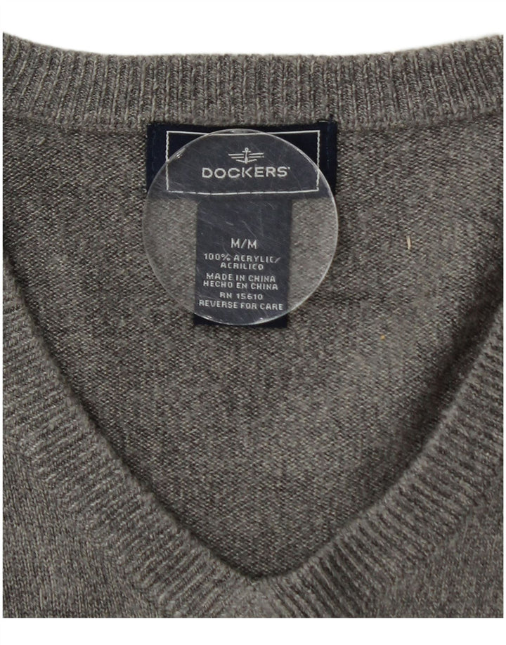 Suéter masculino Dockers com decote em V cinza médio acrílico