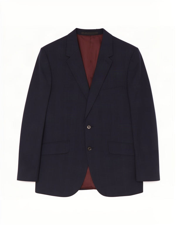 Jaqueta blazer masculina de 2 botões Marks & Spencer Reino Unido 40 lã azul marinho médio