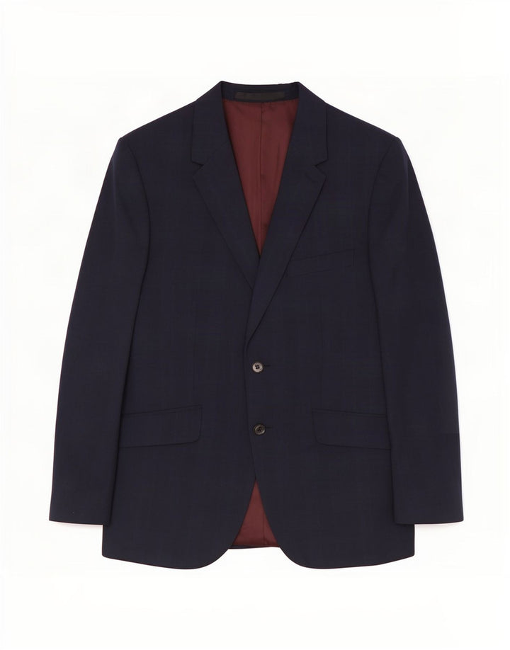 Jaqueta blazer masculina de 2 botões Marks & Spencer Reino Unido 40 lã azul marinho médio