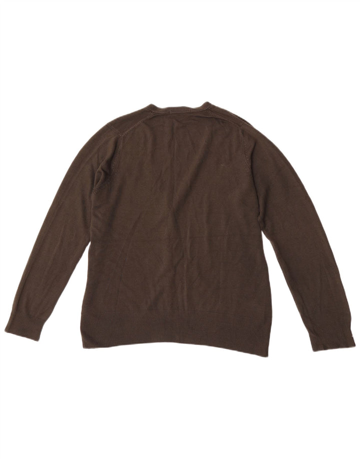 Suéter cardigã feminino Marks & Spencer Reino Unido 14 grande acrílico cáqui