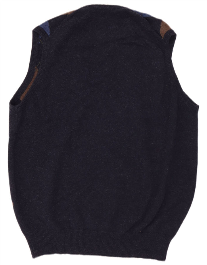 WILLIAM LOCKIE Colete masculino regata IT 52 grande lã de cordeiro azul marinho