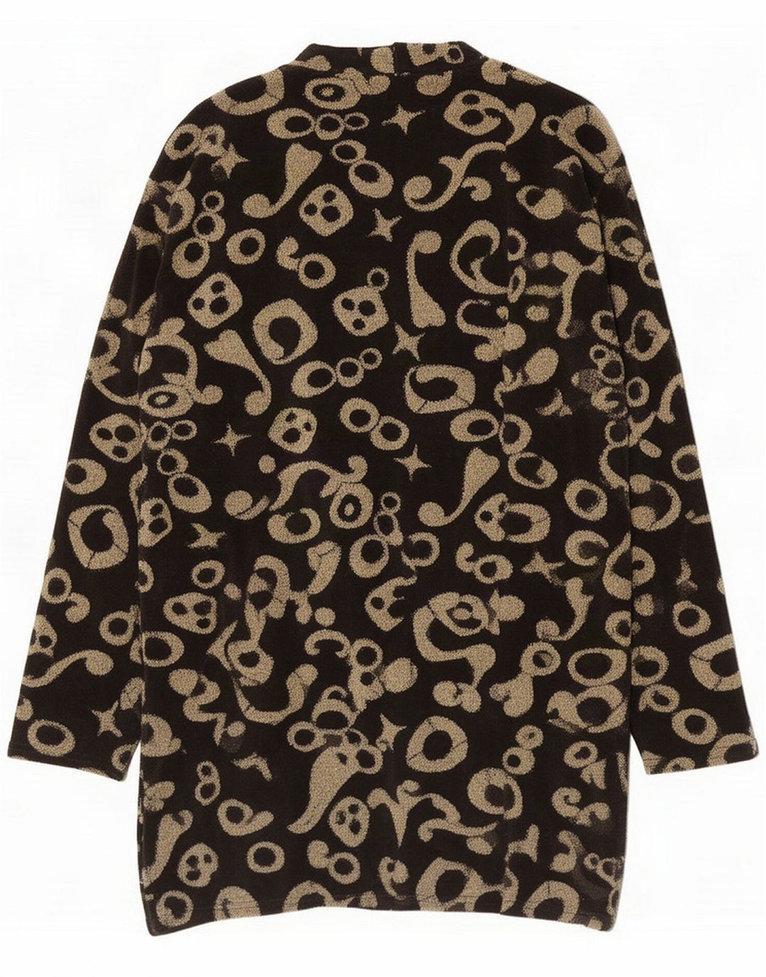 Jaqueta blazer longa feminina com padrão abstrato vintage Reino Unido 18 XL preto retrô
