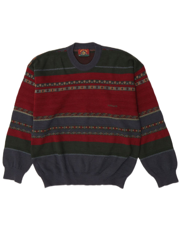 Suéter masculino Navigare com gola redonda, acrílico listrado médio multicolorido